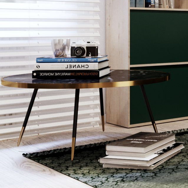 Bethan GrayRound Marble and Brass Band Coffee Table  