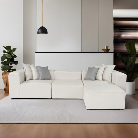 Frida – Ecru L Shape Corner Sofa | Designer Sectional for Living Room
