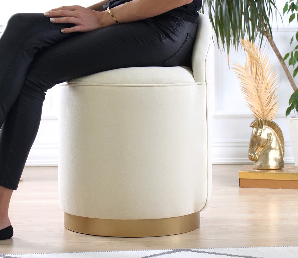 Dover  | Cream Pouffe – Modern Upholstered Ottoman