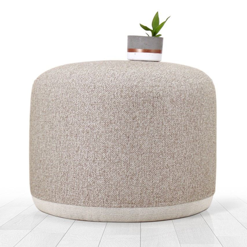 Cedre Beige Pouffe Modern Upholstered Ottoman