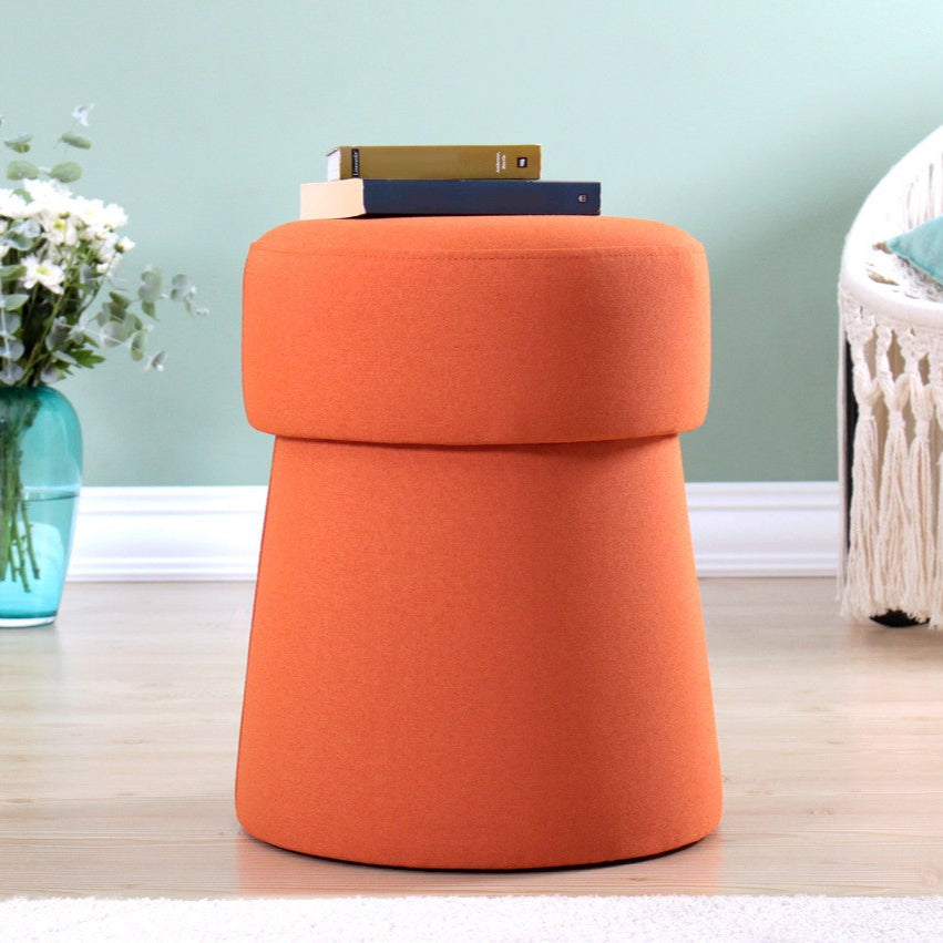 Beans Orange Pouffe Modern Upholstered Ottoman