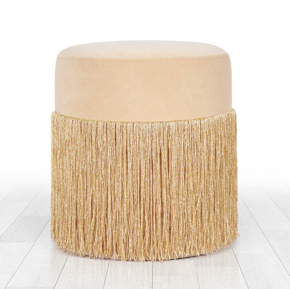 Merkur Gold Pouffe Modern Upholstered Ottoman