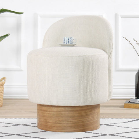 Barren Puf  | Cream Pouffe – Modern Upholstered Ottoman