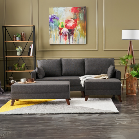 Bella – Anthracite L Shaped Corner Sofa Bed | Modular Sectional