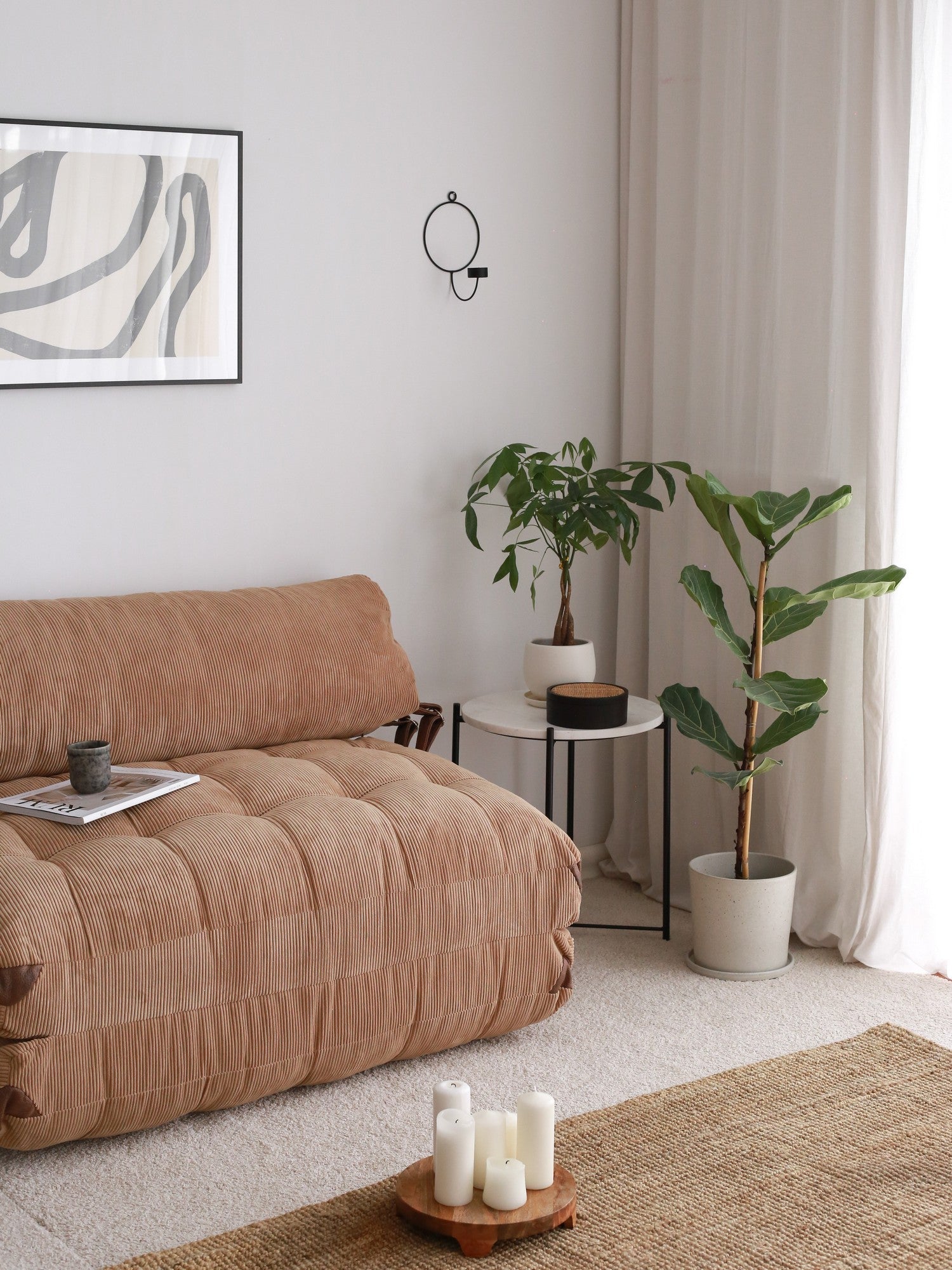 Folding Kadife 2 - Camel Two-Seater Sofa Bed