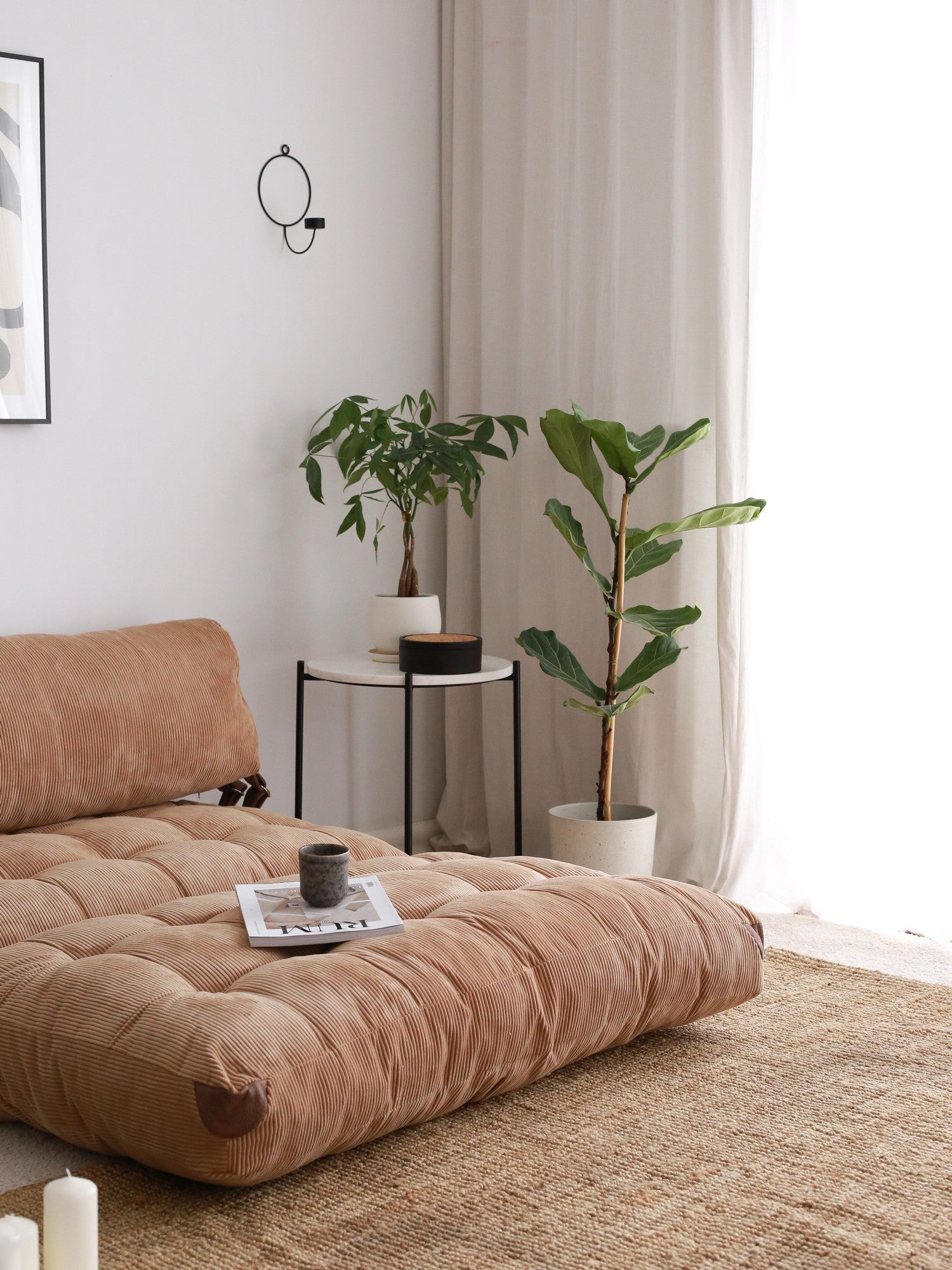 Folding Kadife 2 - Camel Two-Seater Sofa Bed