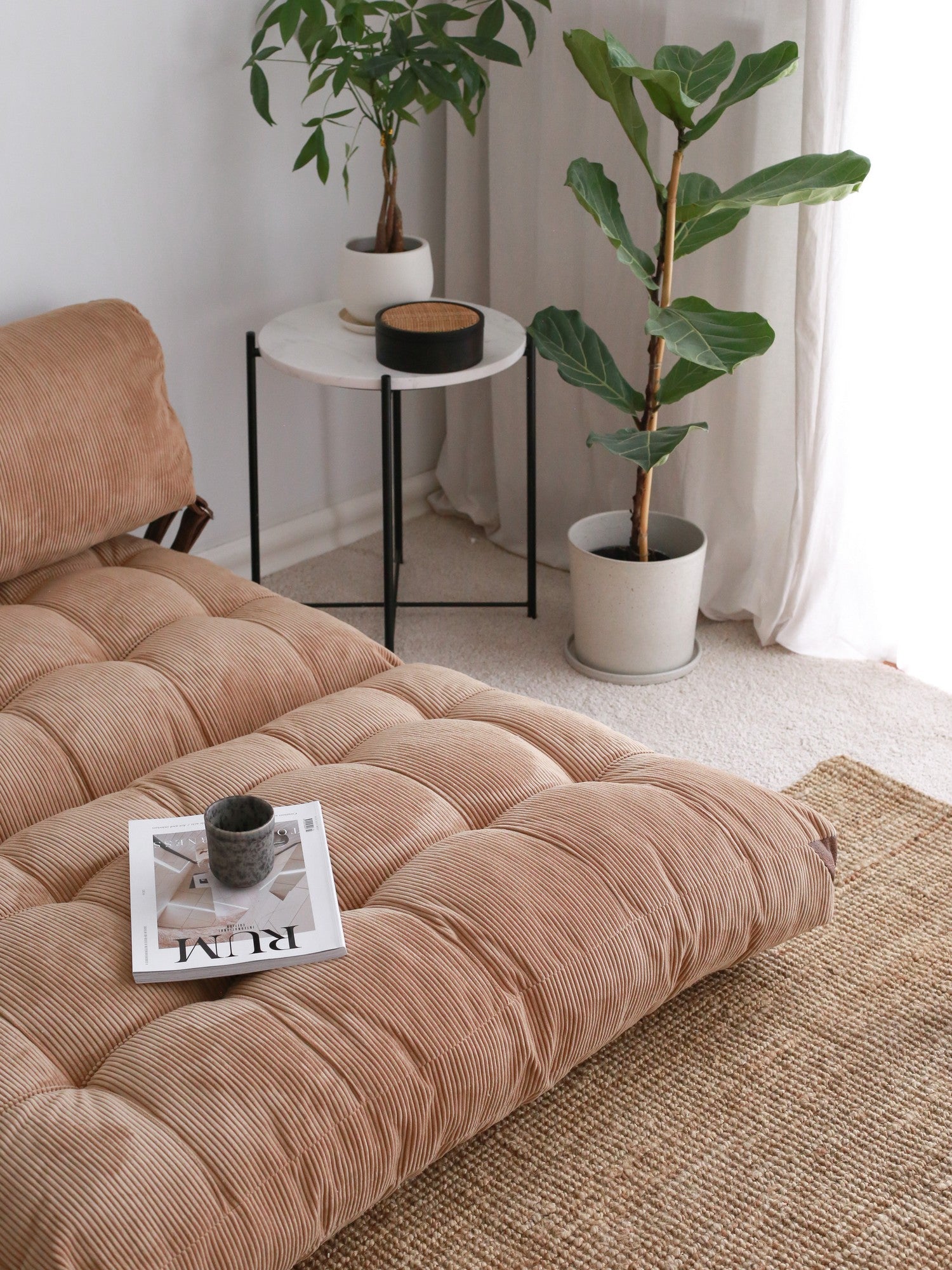 Folding Kadife 2 - Camel Two-Seater Sofa Bed