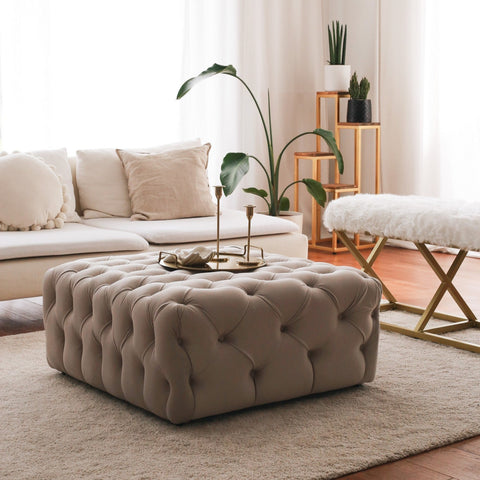 Chester  | Cream Pouffe – Modern Upholstered Ottoman