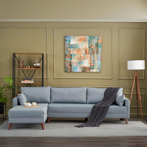 Bella – Blue L Shape Corner Sofa | Designer Sectional for Living Room