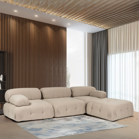 Doblo – Peach L Shape Corner Sofa | Designer Sectional for Living Room