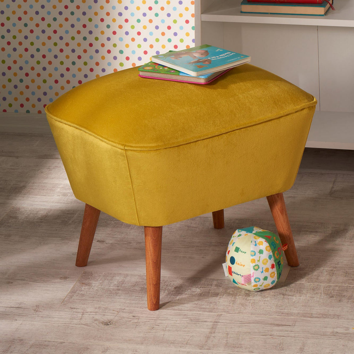 Lake View Mustard Pouffe Modern Upholstered Ottoman