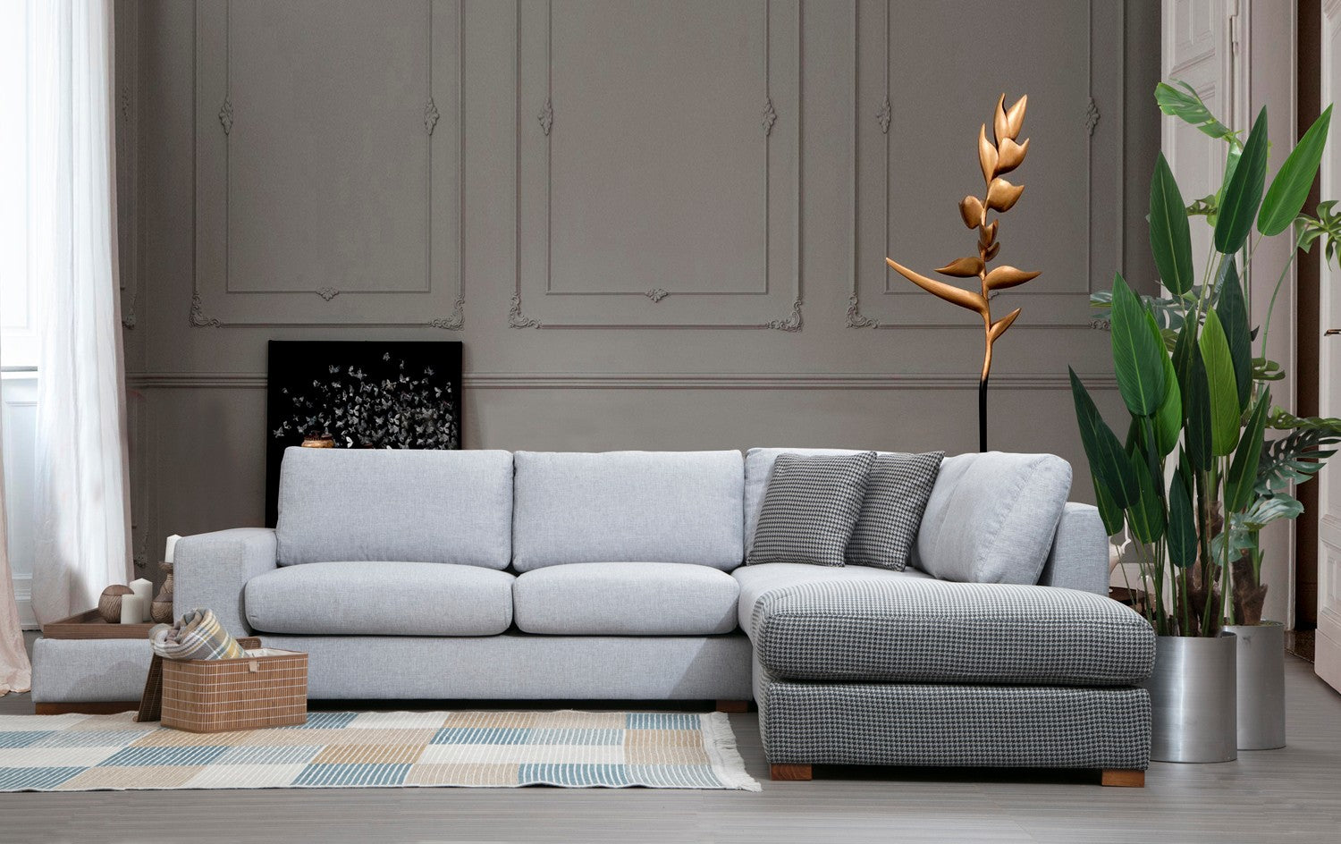 Loop – Grey
Light Grey L Shape Corner Sofa | Designer Sectional for Living Room