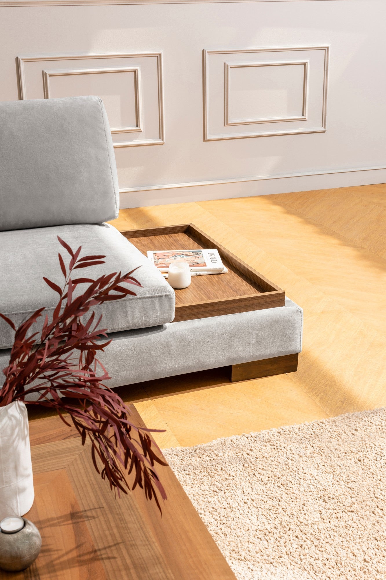 Tulip – Light Grey L Shape Corner Sofa | Designer Sectional for Living Room