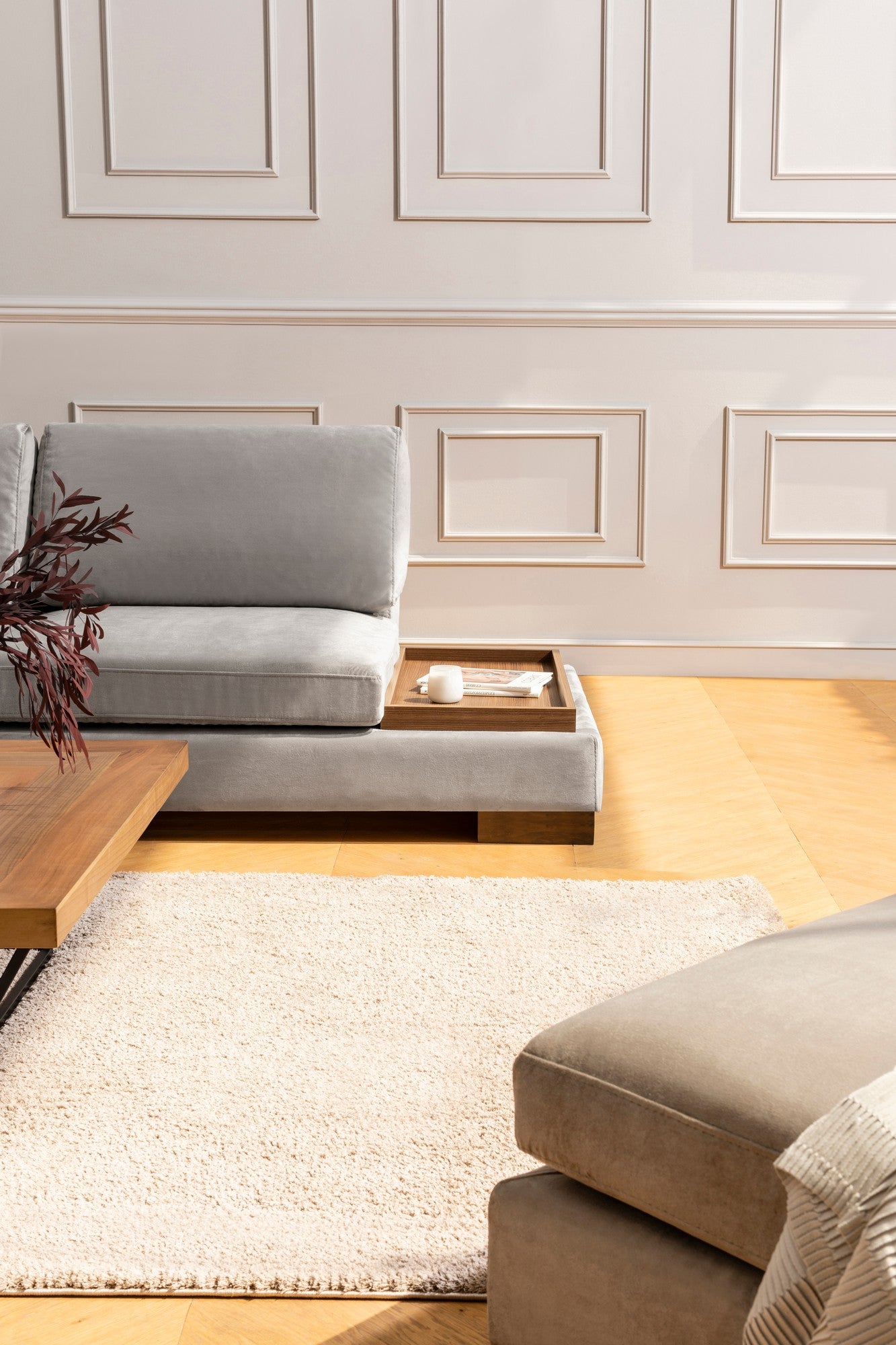 Tulip – Light Grey L Shape Corner Sofa | Designer Sectional for Living Room