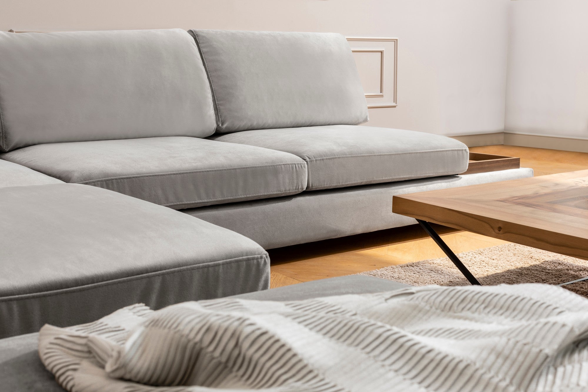 Tulip – Light Grey L Shape Corner Sofa | Designer Sectional for Living Room