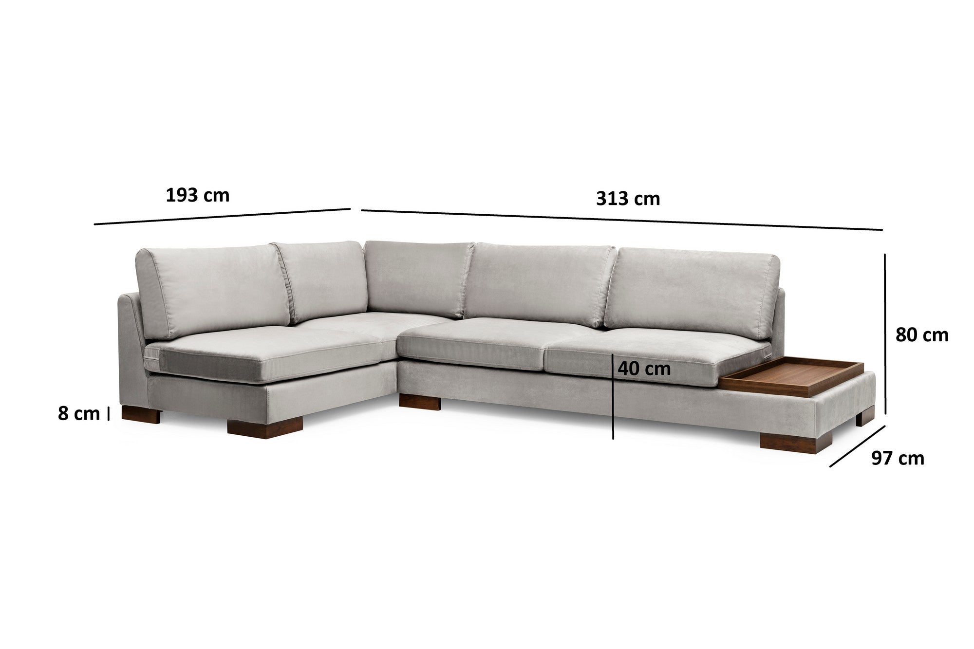 Tulip – Light Grey L Shape Corner Sofa | Designer Sectional for Living Room