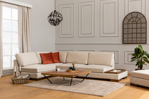 Tulip – Beige L Shape Corner Sofa | Designer Sectional for Living Room