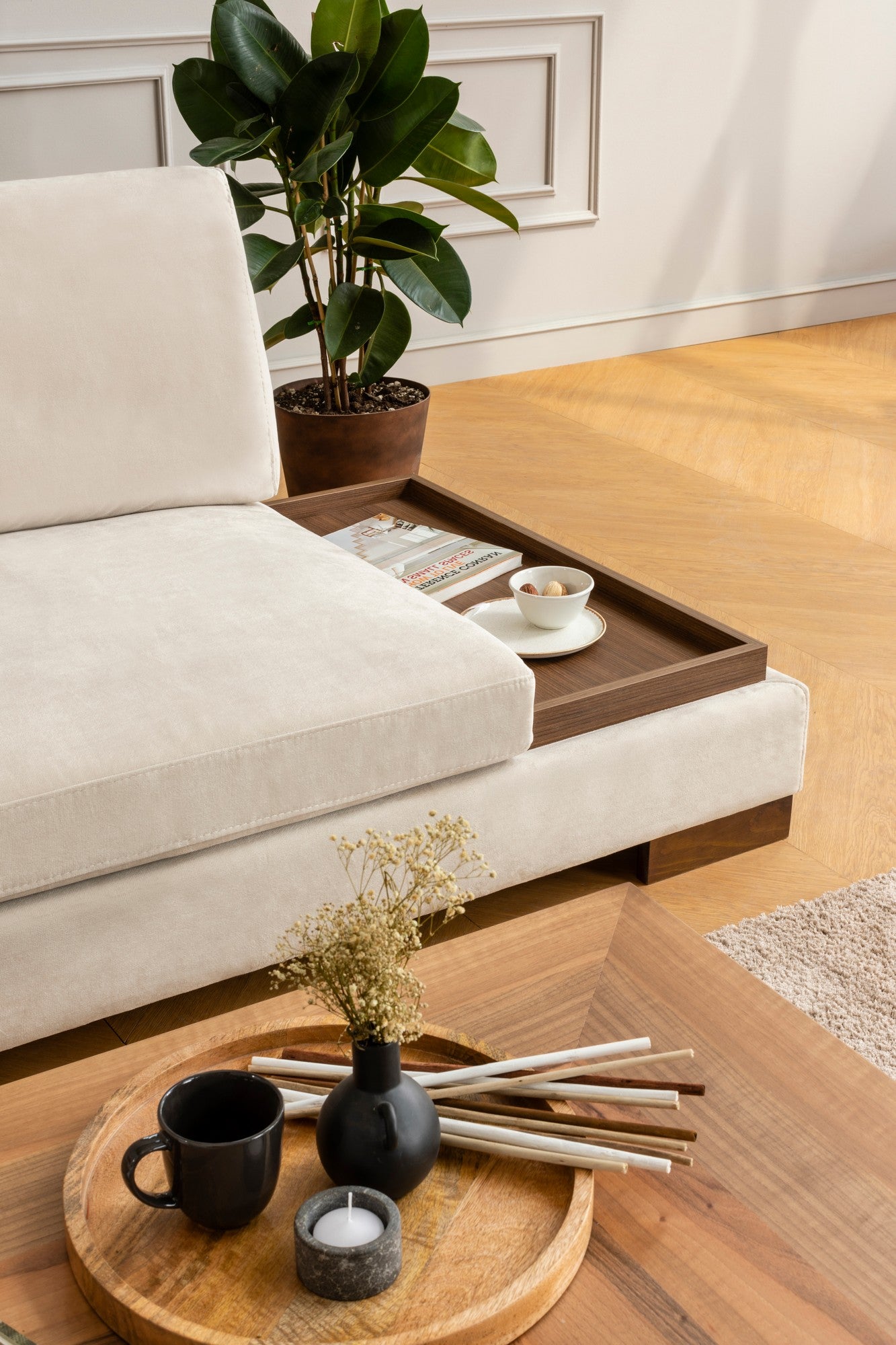 Tulip – Beige L Shape Corner Sofa | Designer Sectional for Living Room