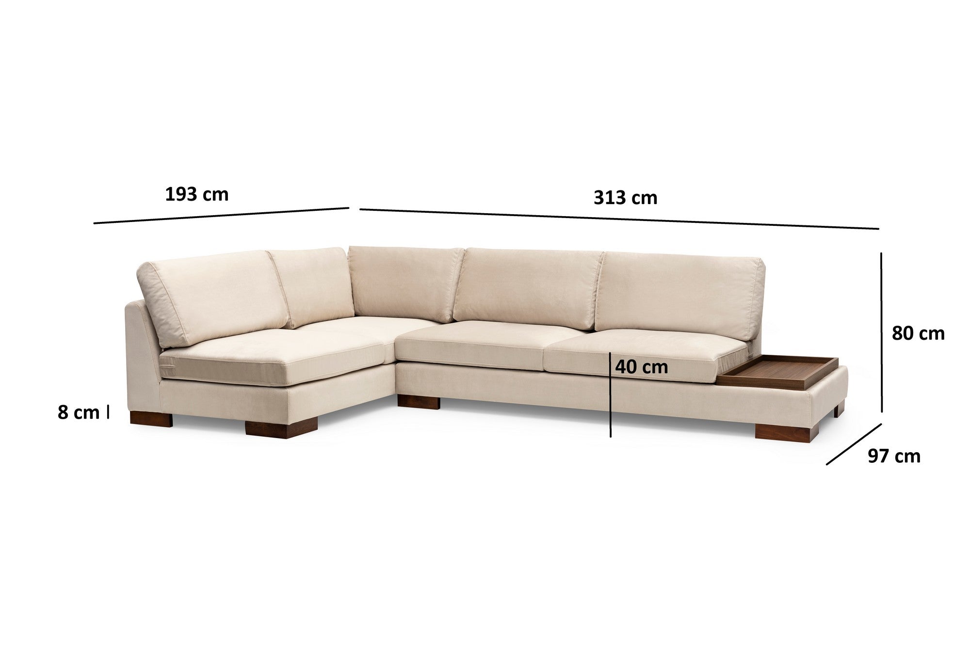 Tulip – Beige L Shape Corner Sofa | Designer Sectional for Living Room