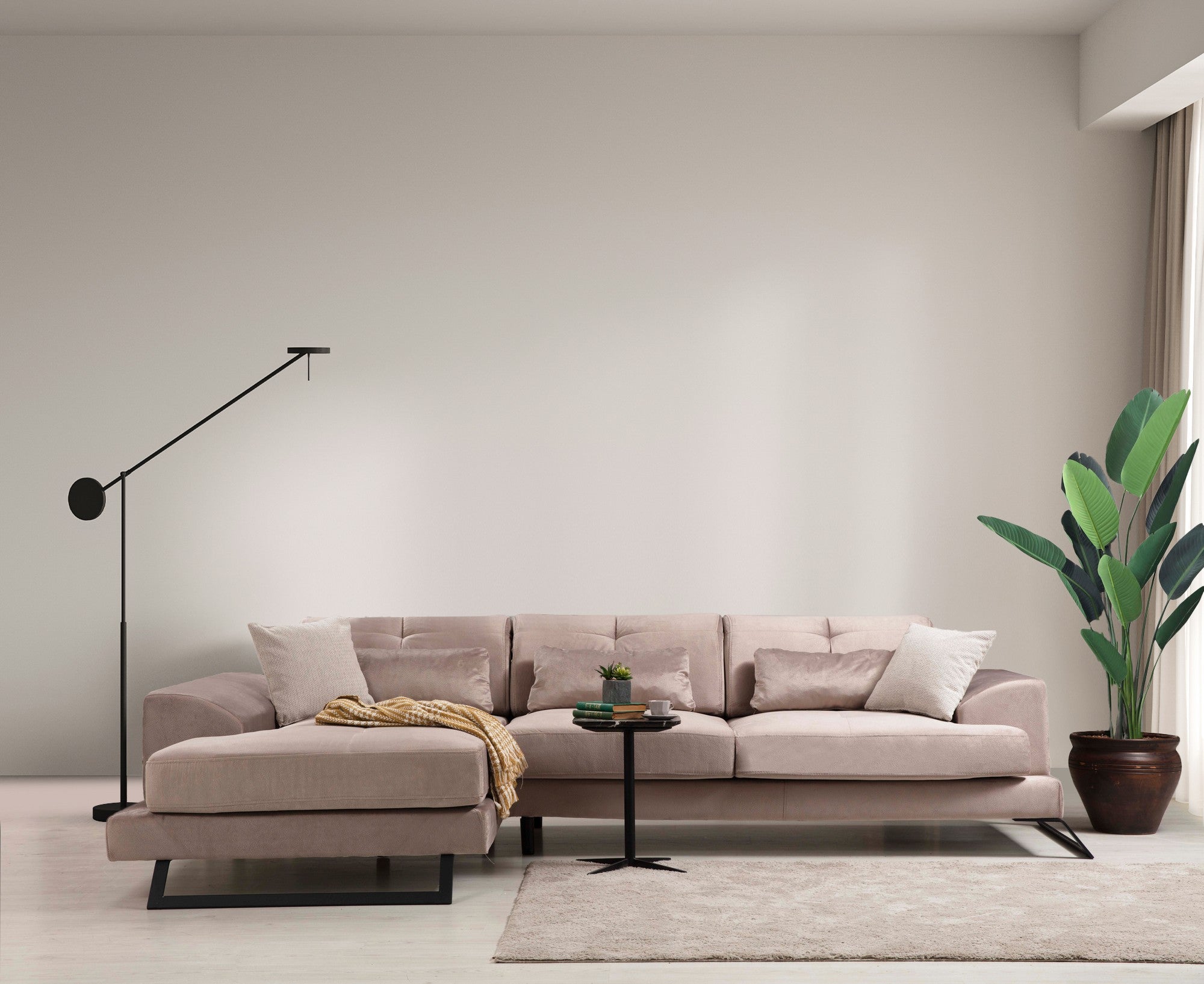 Frido – Beige L Shape Corner Sofa | Designer Sectional for Living Room