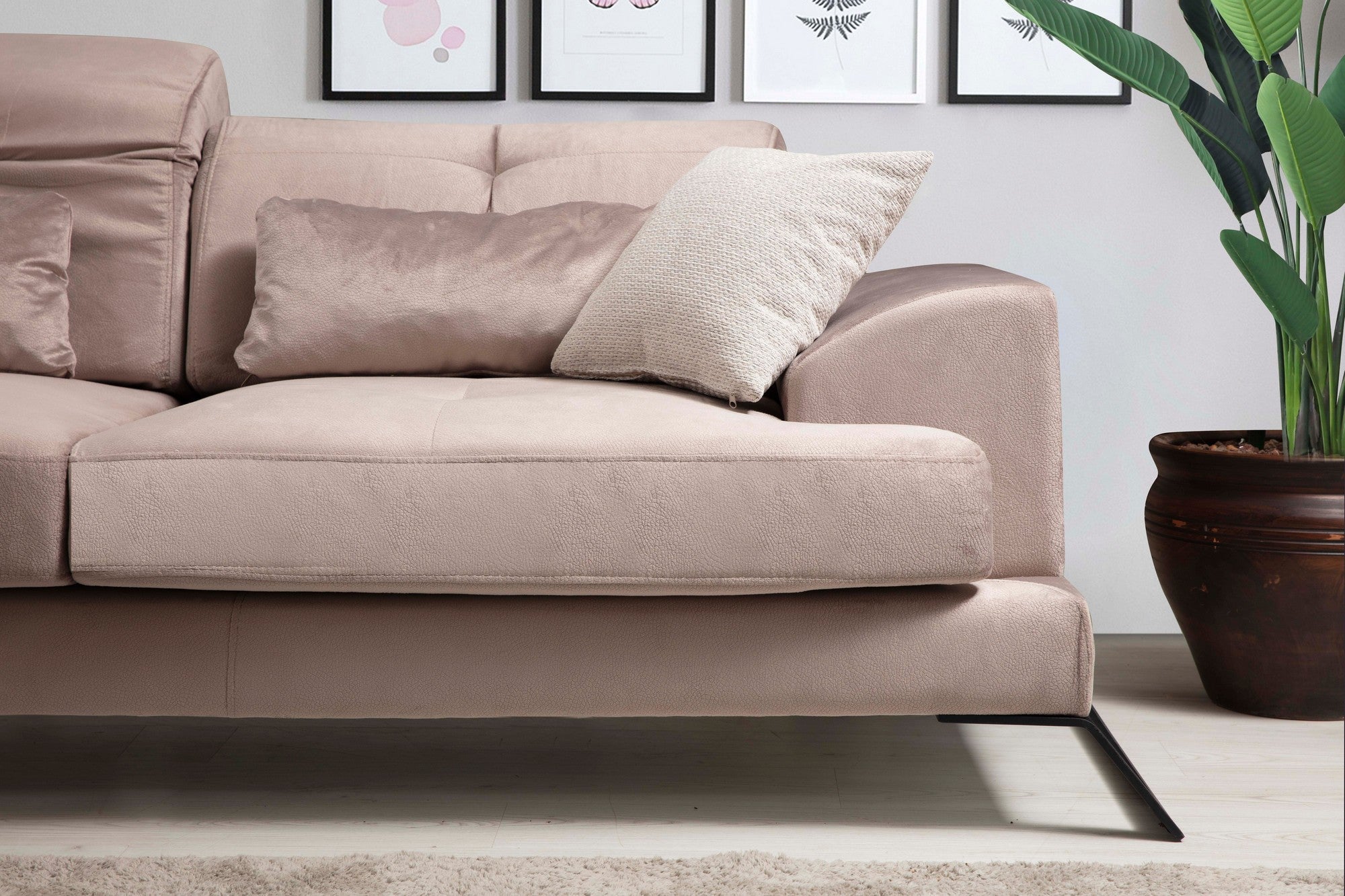 Frido – Beige L Shape Corner Sofa | Designer Sectional for Living Room