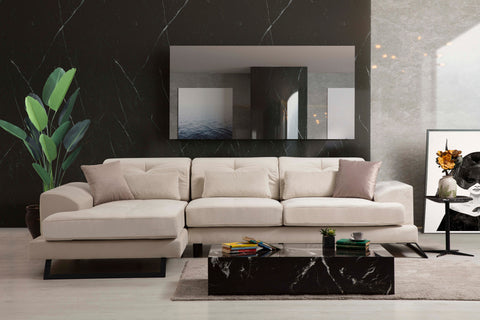 Frido – Ecru L Shape Corner Sofa | Designer Sectional for Living Room