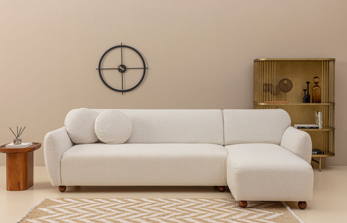 Eddy White L Shape Corner Sofa Designer Sectional for Living Room