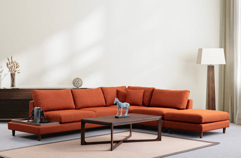 New – Orange L Shape Corner Sofa | Designer Sectional for Living Room