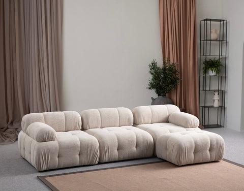 Petite – Cream L Shape Corner Sofa | Designer Sectional for Living Room