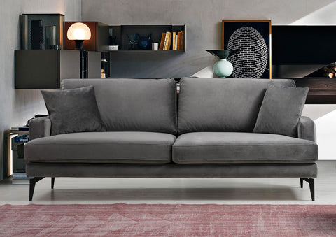 Papira – Grey 3 Seater Sofa | Comfortable Modern Couch for Family