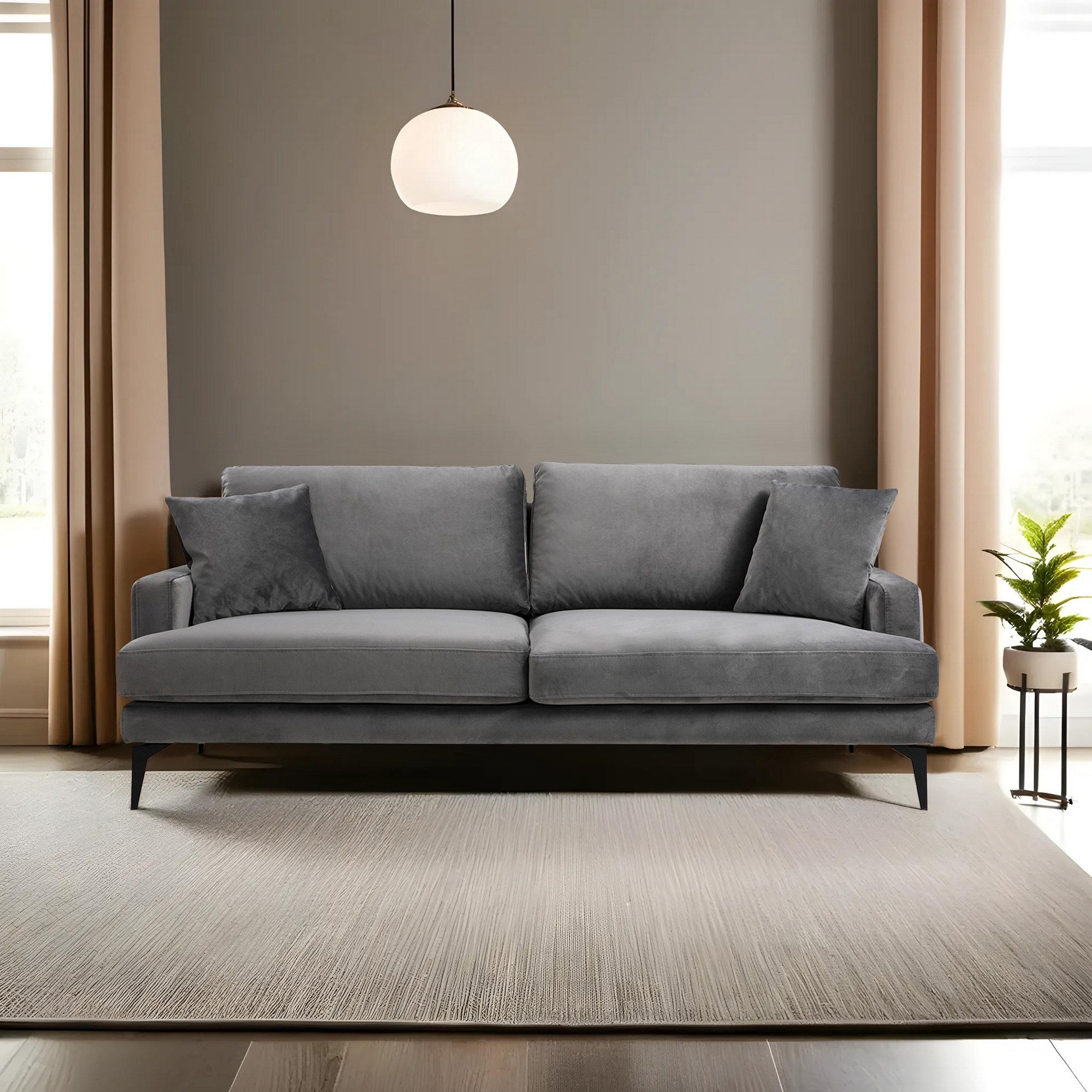 Papira – Grey 3 Seater Sofa | Comfortable Modern Couch for Family