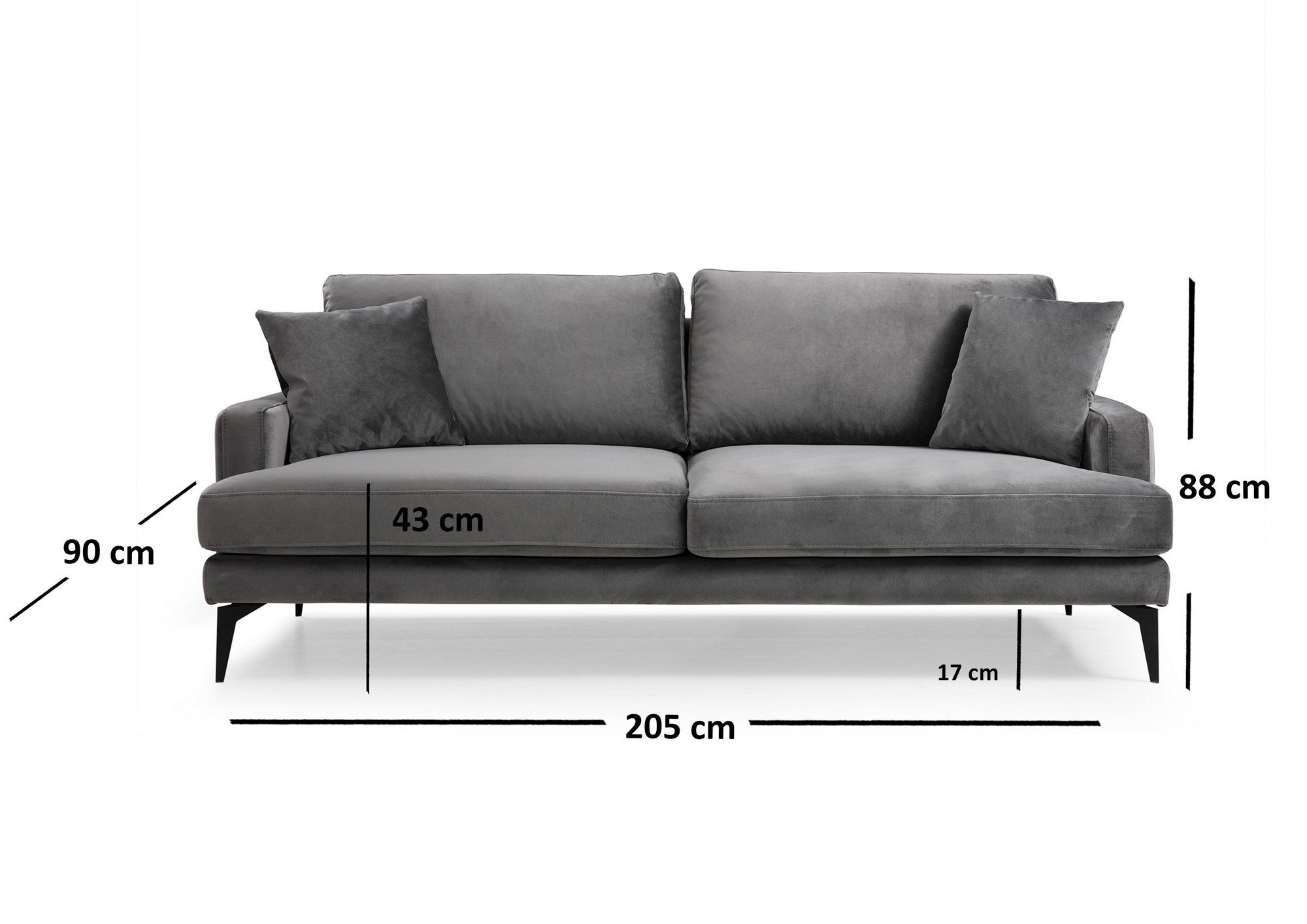 Papira – Grey 3 Seater Sofa | Comfortable Modern Couch for Family