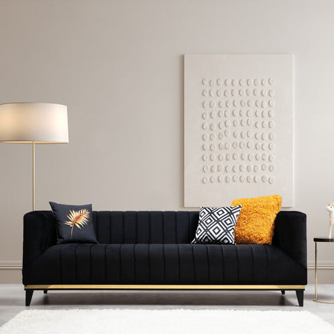 Bellino – Black fabric 3 Seater Sofa | Comfortable elegant sofa