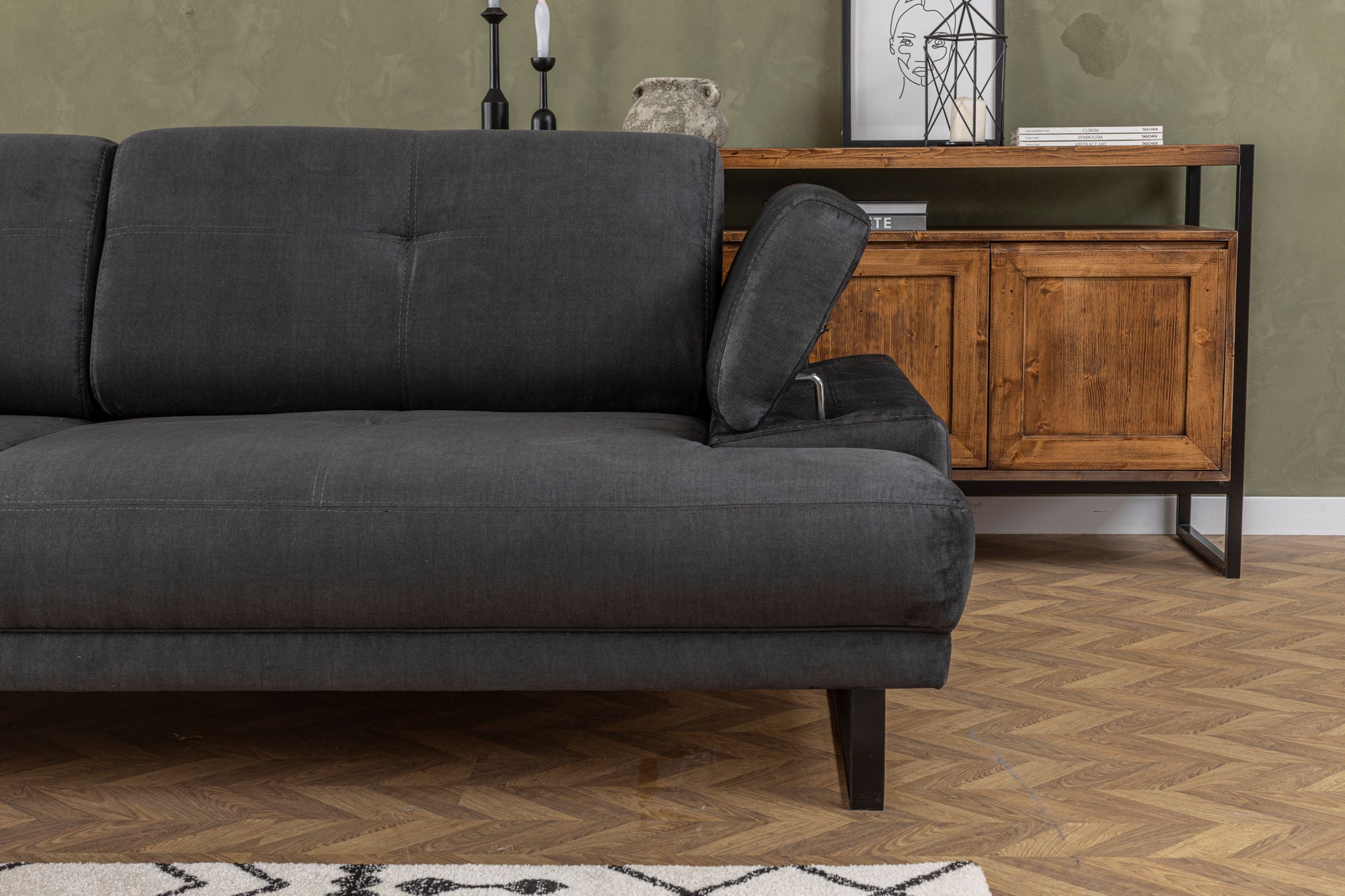 Mustang - Anthracite 3-Seater Sofa - Anthracite