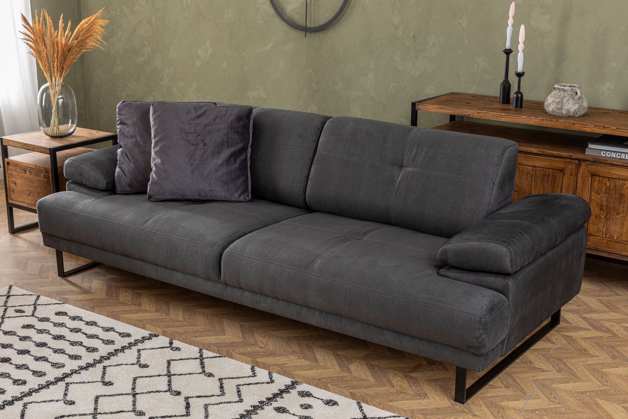 Mustang - Anthracite 3-Seater Sofa - Anthracite