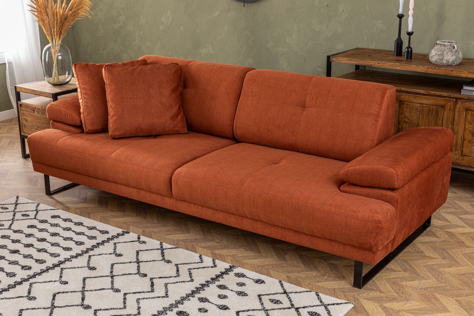 Mustang - Orange 3-Seater Sofa - Orange