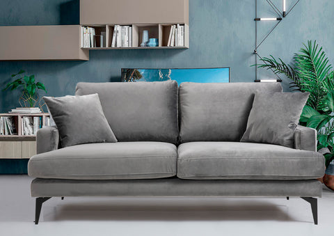Papira – Grey 2 Seater Sofa | Compact Modern Couch for Two