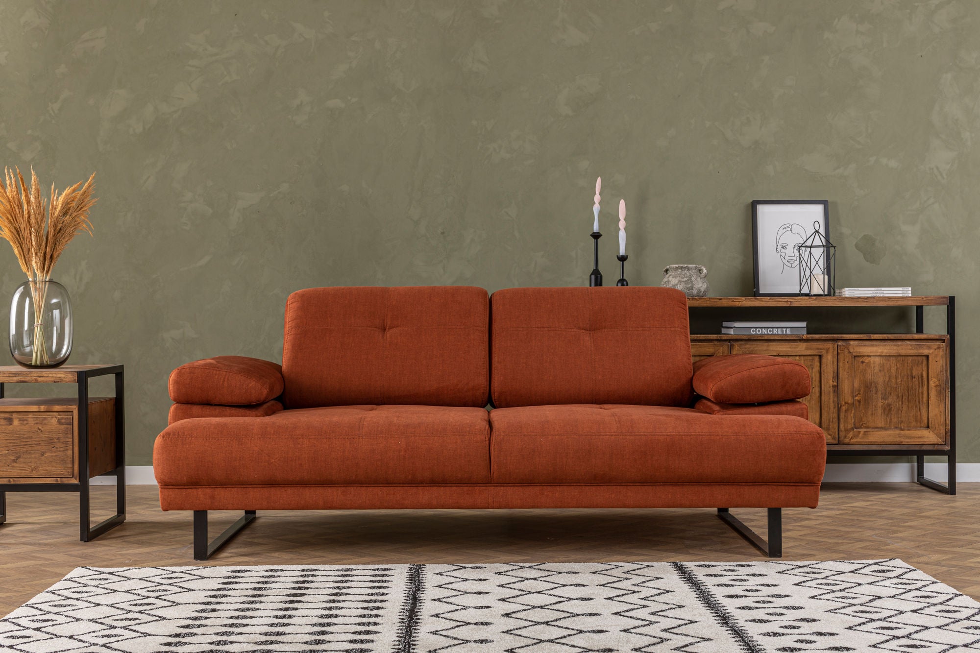 Mustang Orange Two-Seater Sofa Bed