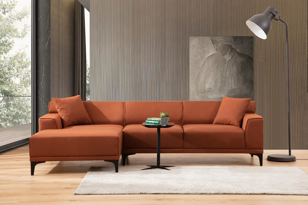 Petra Orange L Shape Corner Sofa Designer Sectional for Living Room