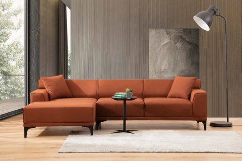 Petra – Orange L Shape Corner Sofa | Designer Sectional for Living Room