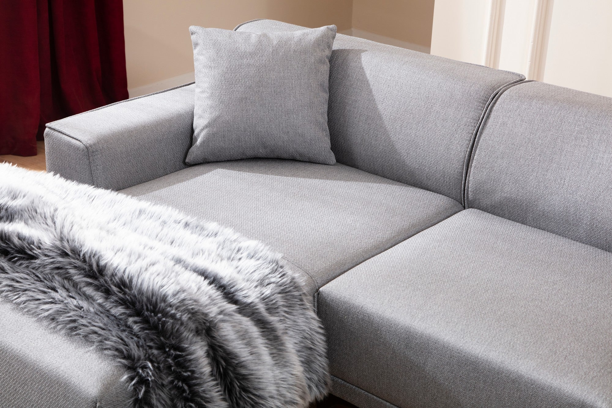 Petra – Light Grey L Shape Corner Sofa | Designer Sectional for Living Room