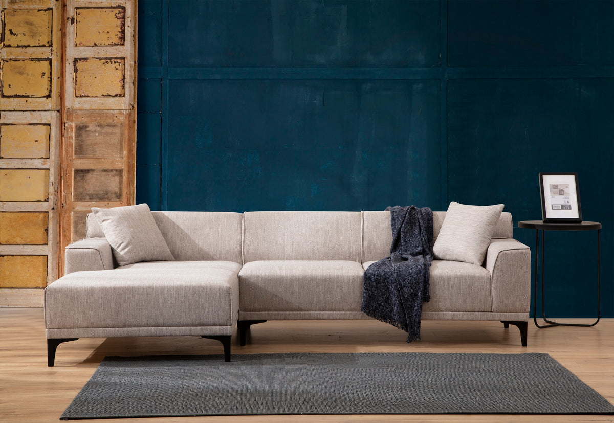 Petra White L Shape Corner Sofa Designer Sectional for Living Room