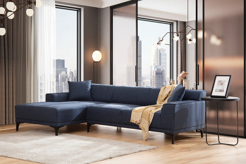 Petra – Blue L Shape Corner Sofa | Designer Sectional for Living Room