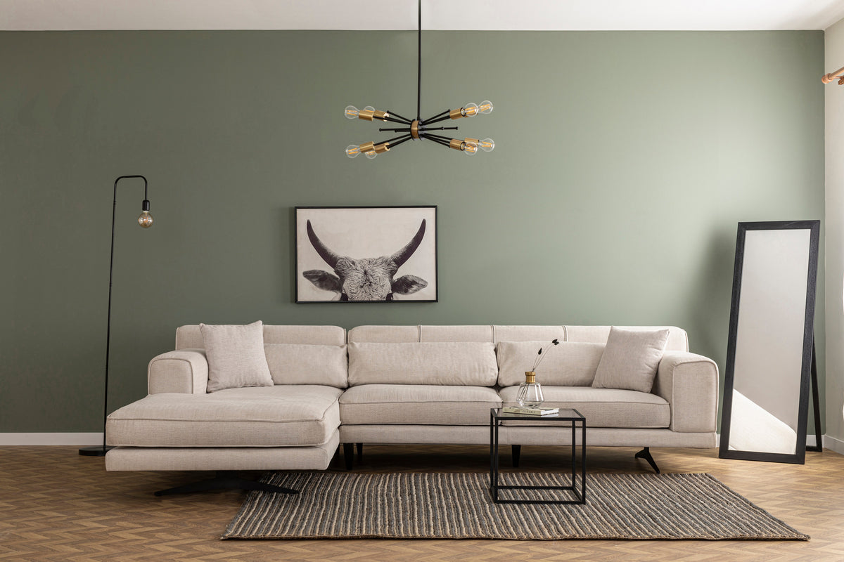 Jivago Beige L Shape Corner Sofa Designer Sectional for Living Room