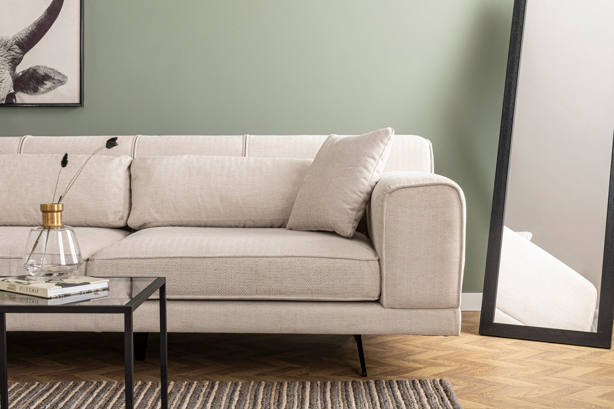 Jivago – Beige L Shape Corner Sofa | Designer Sectional for Living Room
