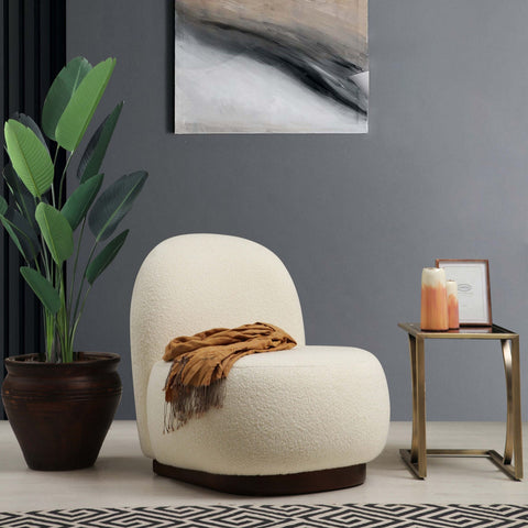 Tina | Bouclet White Wing Chair – Designer Lounge Armchair