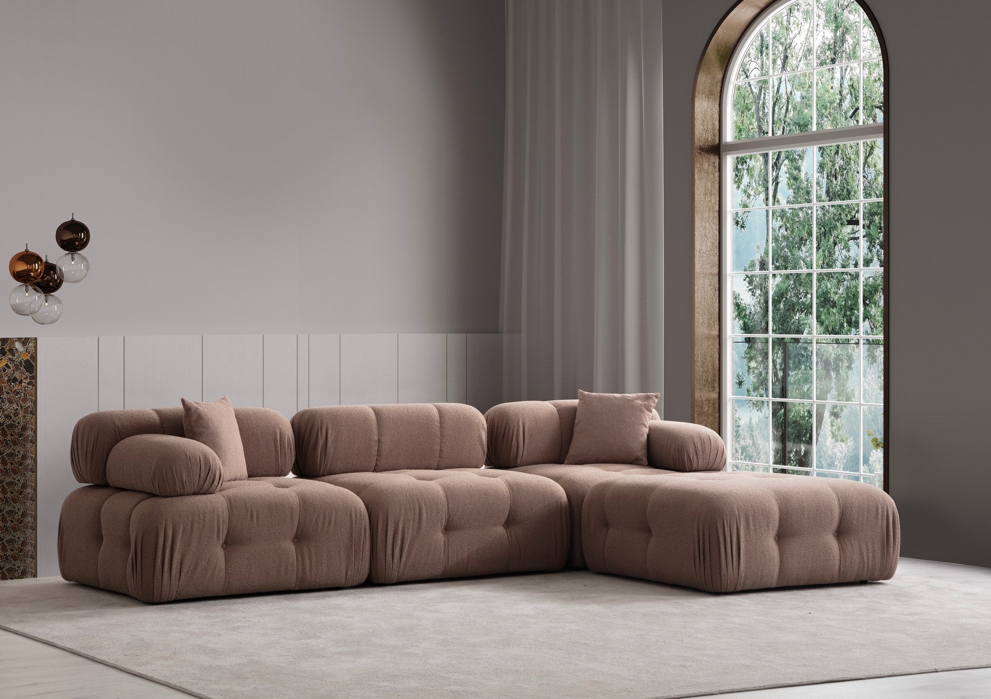 Doblo – Cappuccino L Shape Corner Sofa | Designer Sectional for Living Room