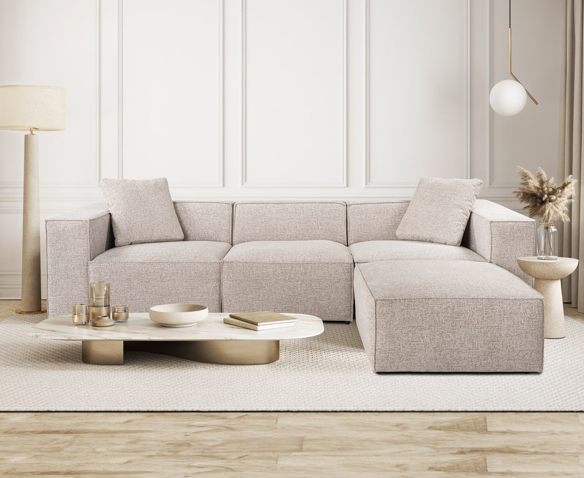 Lora Mocha L Shape Corner Sofa Designer Sectional for Living Room