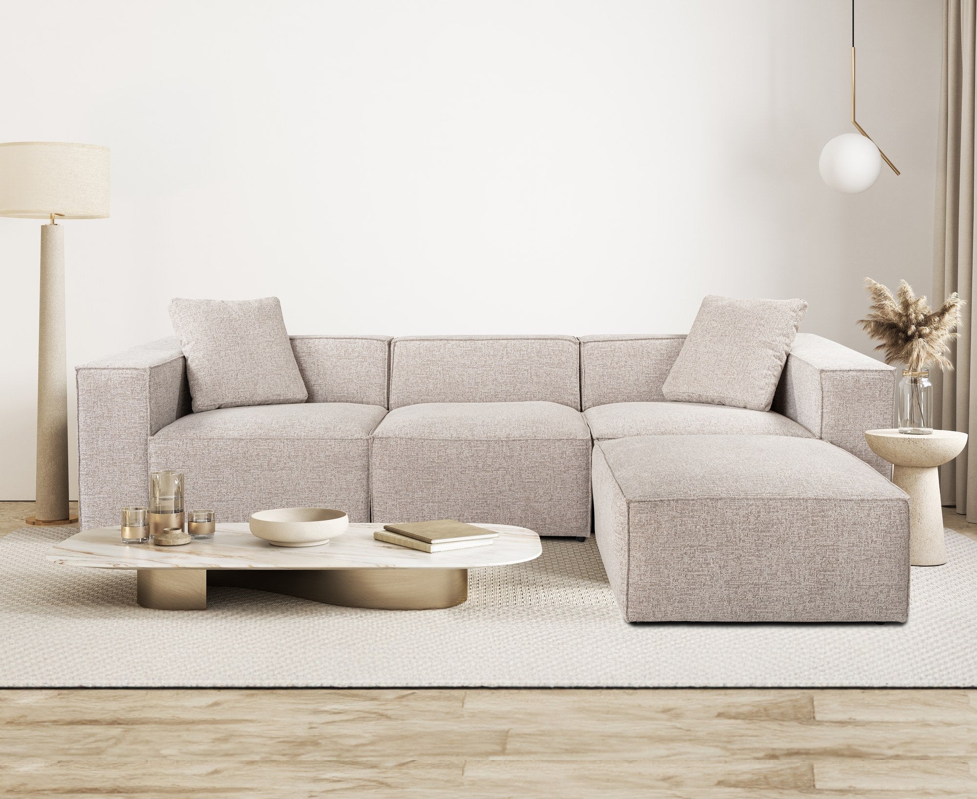 Lora – Mocha L Shape Corner Sofa | Designer Sectional for Living Room
