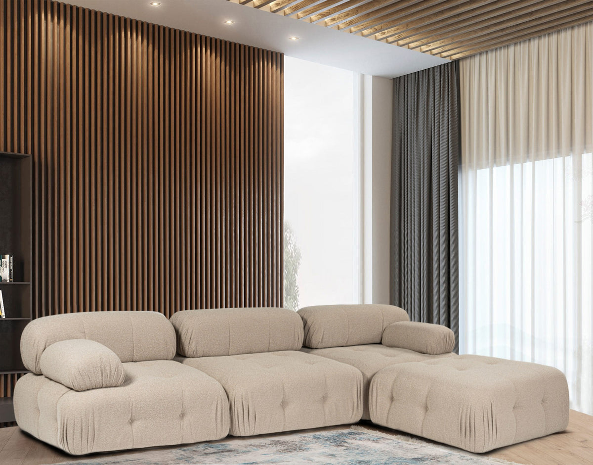 Doblo Peach L Shape Corner Sofa Designer Sectional for Living Room